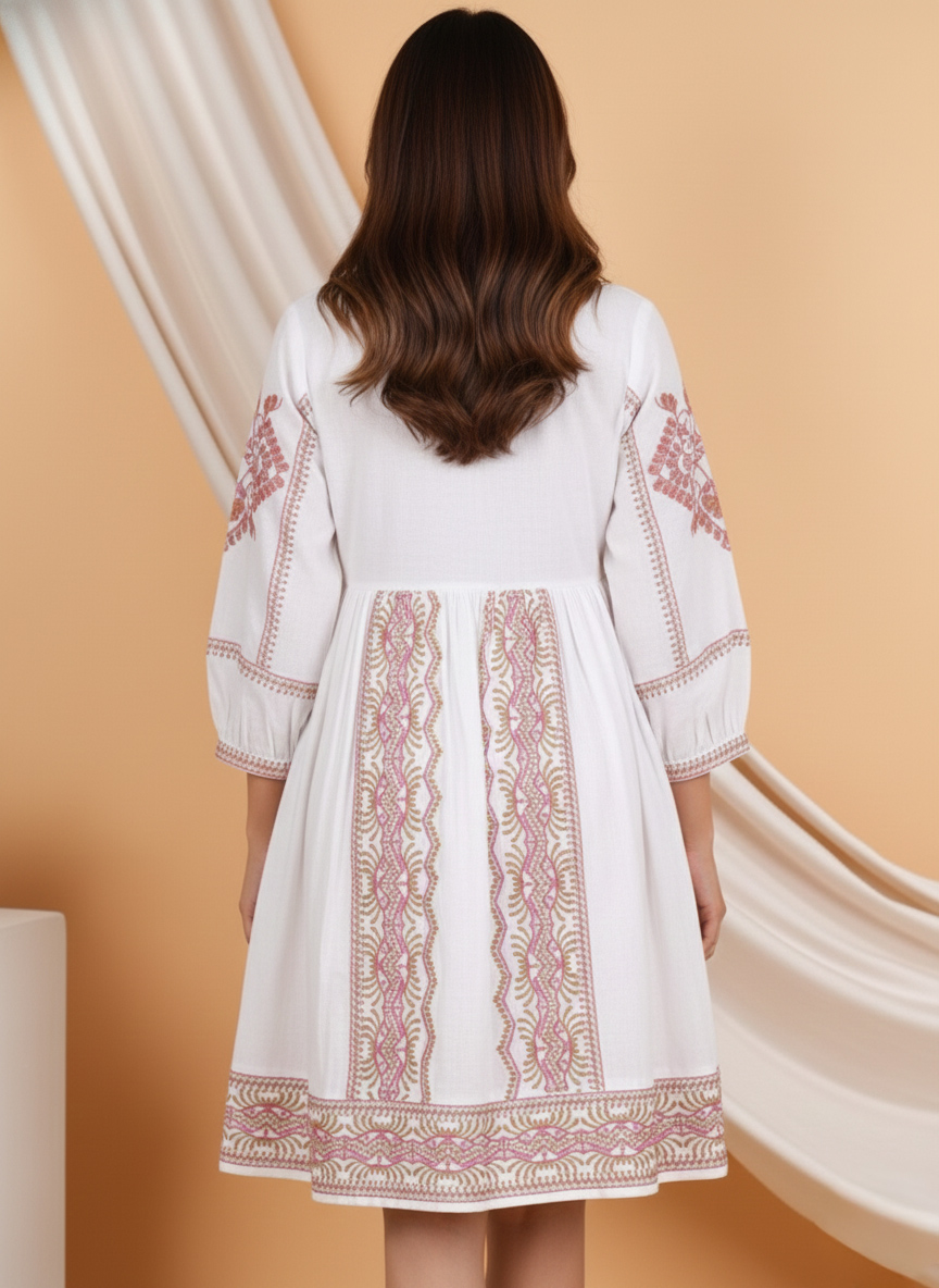 white cotton embroidered mini dress white cotton embroidered mini dress