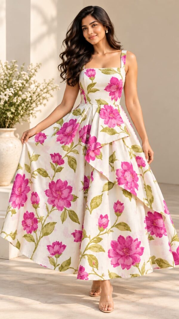 IMG-20260928-WA0015 Women’s Ivory Pink Floral Layered Maxi Dress