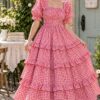 IMG-20260928-WA0023 Women’s Pink Gingham Tiered Maxi Dress