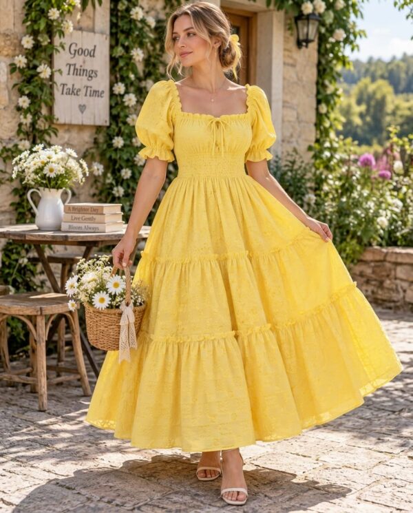 IMG-20260928-WA0035 Women’s Yellow Embroidered Tiered Maxi Dress