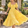 IMG-20260928-WA0039 Women’s Yellow Embroidered Tiered Maxi Dress