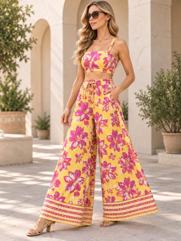 IMG-20260928-WA0104 Women’s Yellow Pink Floral Three-Piece Co-Ord Set